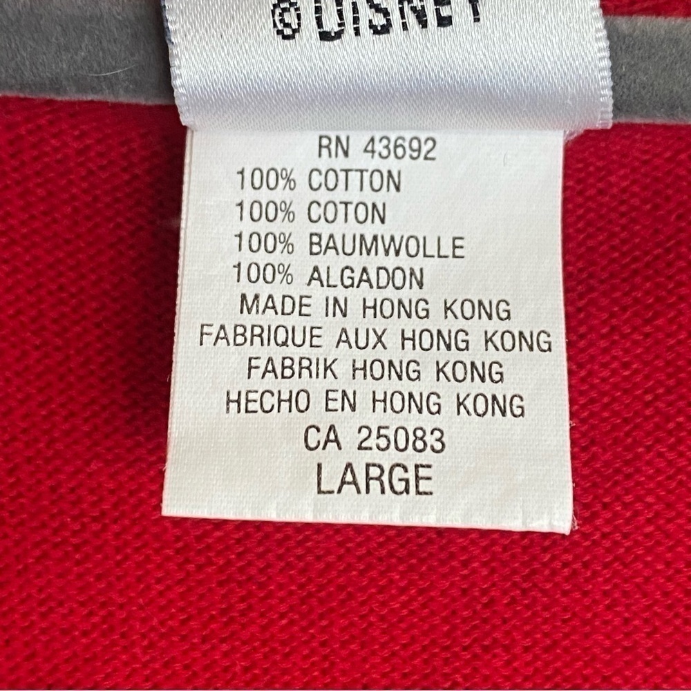 Vtg THE DISNEY STORE Mens Vest Sweater Red Embroidered Mickey Mouse Golf LARGE L - Picture 4 of 7